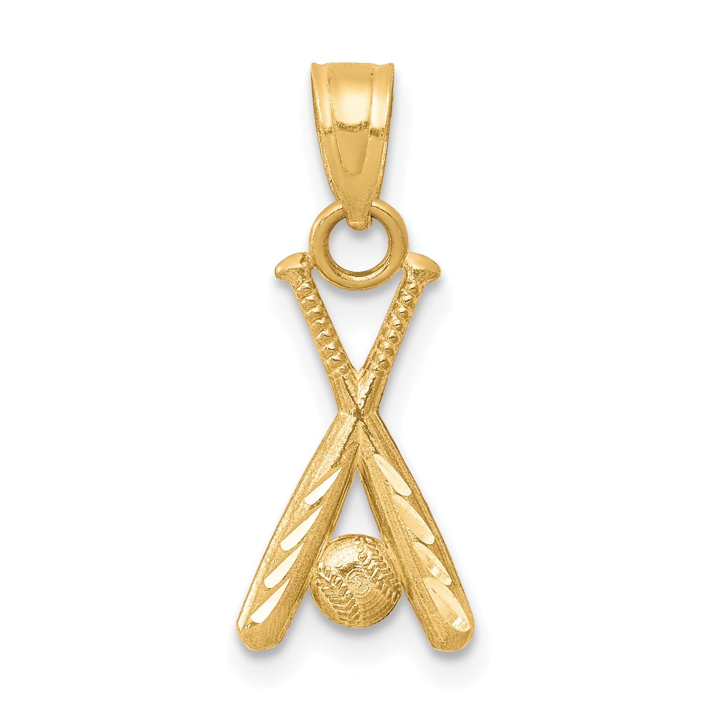 10k Yellow Gold Baseball w/Bats Charm