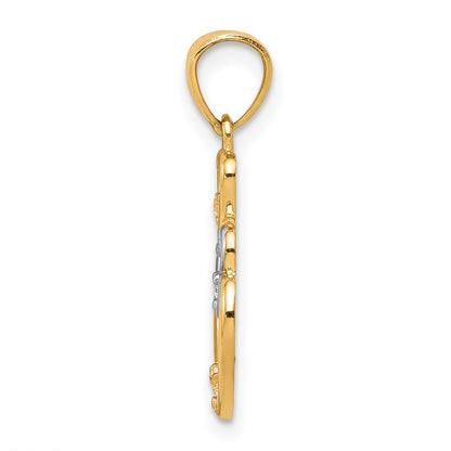 10k Yellow w/Rhodium 10K w/Rhodium CZ 3-Heart Pendant