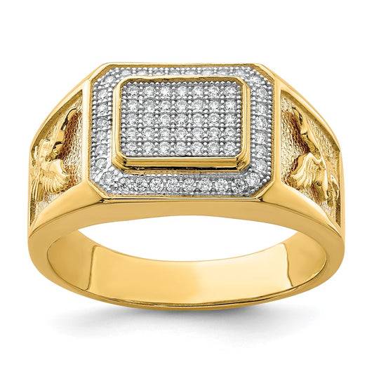 10K Yellow Gold Men'S Cz Eagle Ring (Size 10.5 Only)