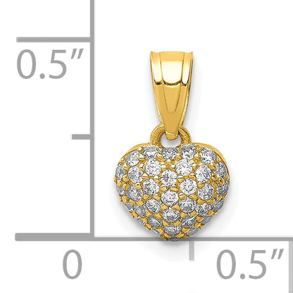 10k Yellow Gold 10K CZ Micro Pave Heart Pendant