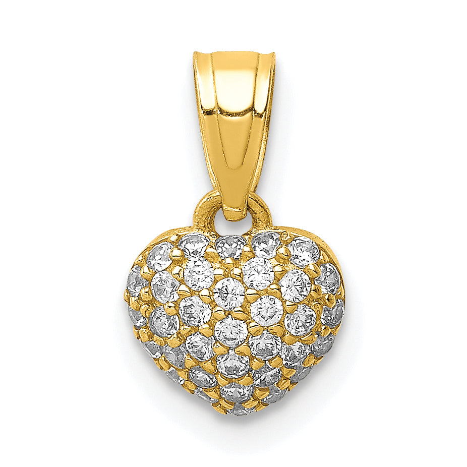 10k Yellow Gold 10K CZ Micro Pave Heart Pendant