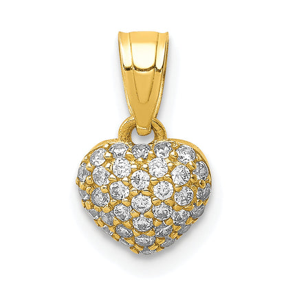 10k Yellow Gold 10K CZ Micro Pave Heart Pendant