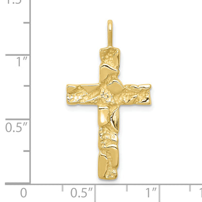 10K Yellow Gold Nugget Cross Pendant