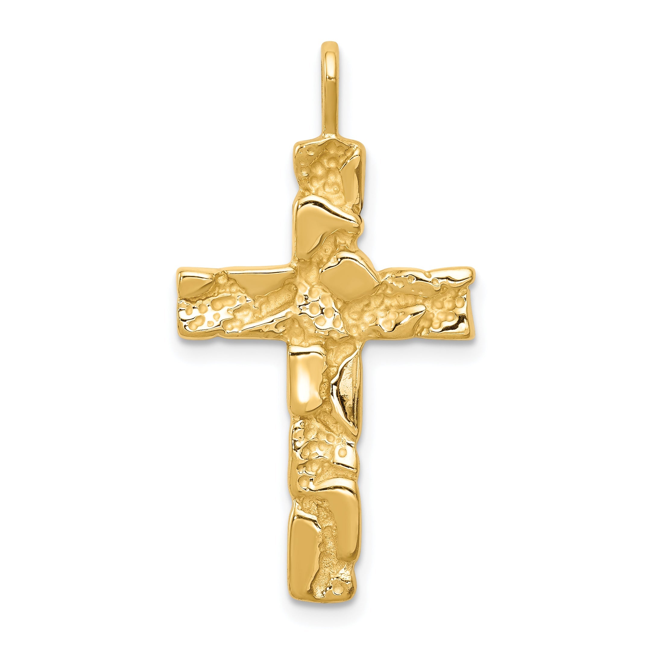 10K Yellow Gold Nugget Cross Pendant