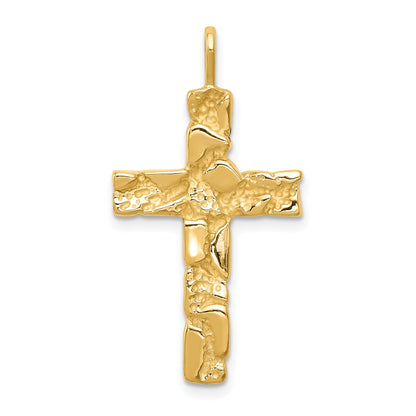 10K Yellow Gold Nugget Cross Pendant