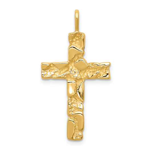 10K Yellow Gold Nugget Cross Pendant