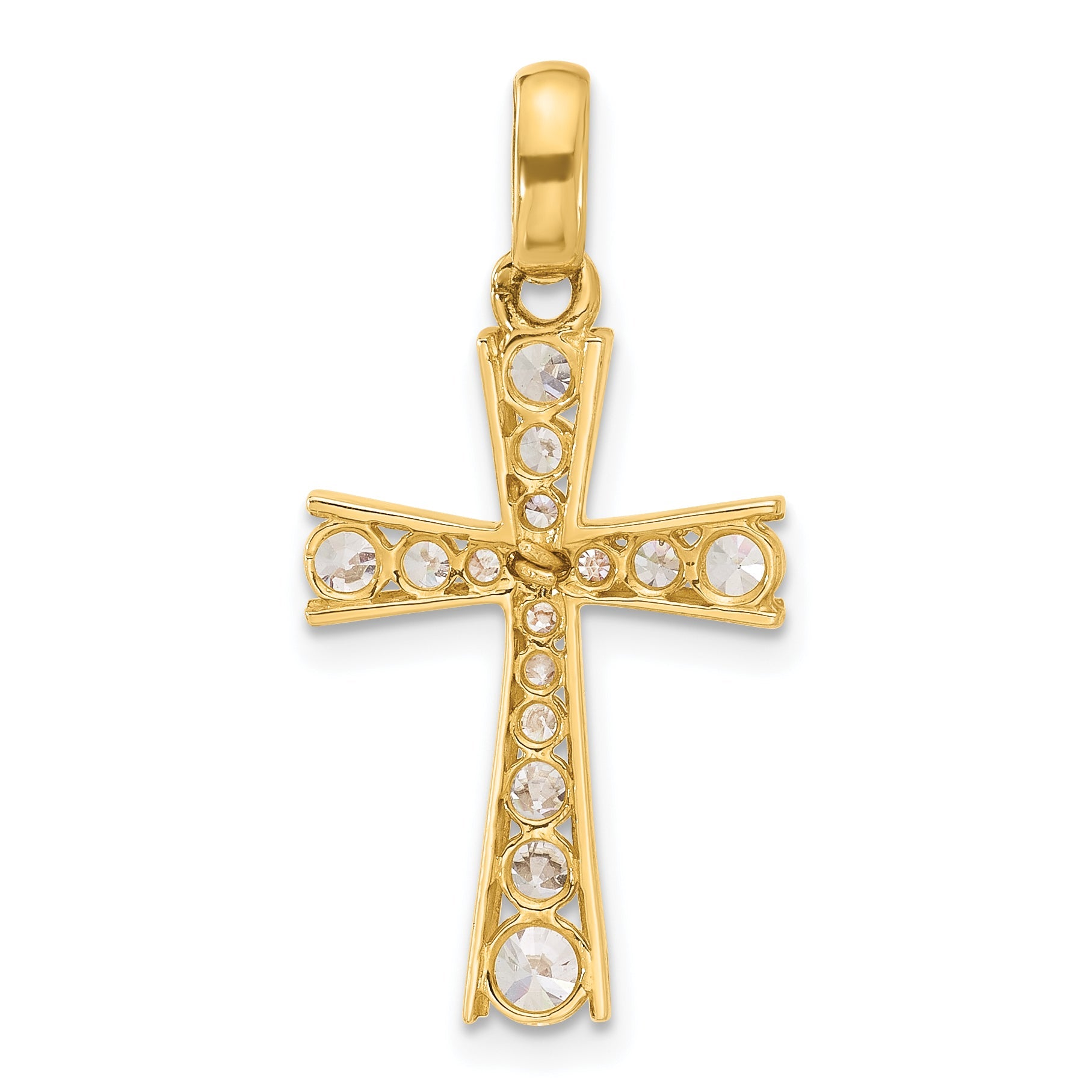 10K Yellow Gold 10K Polished Cz Latin Cross Pendant