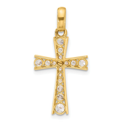 10K Yellow Gold 10K Polished Cz Latin Cross Pendant