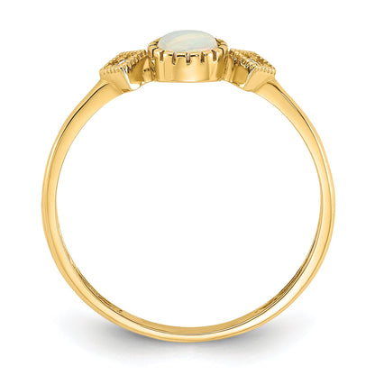 10K Yellow Gold 10K Polished Cz And Created Opal Ring