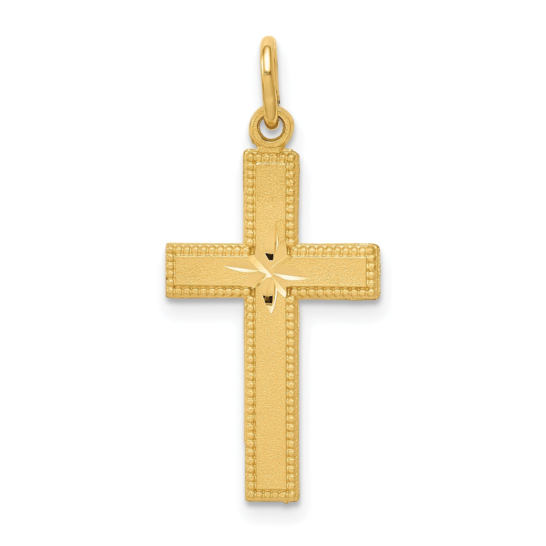 10K Yellow Gold Diamond-Cut Cross Pendant