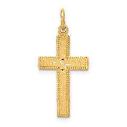 10K Yellow Gold Diamond-Cut Cross Pendant