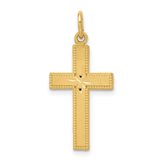 10K Yellow Gold Diamond-Cut Cross Pendant