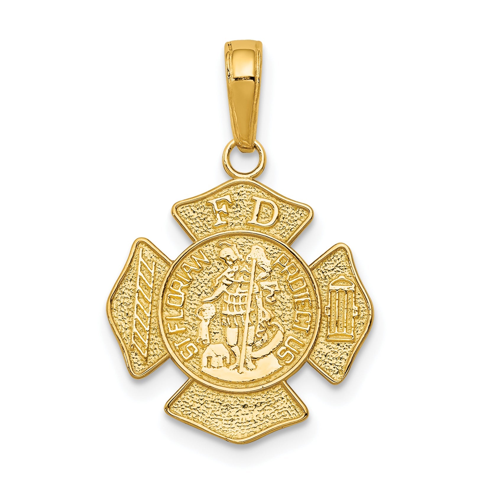 10K Yellow Gold St. Florian Protect Us/Fire Dept. Pendant