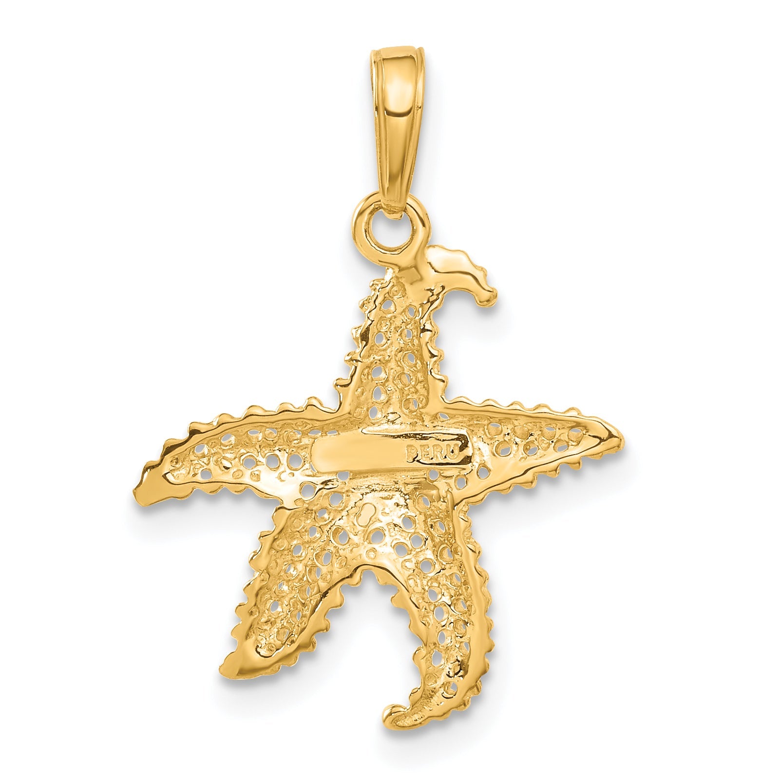 10K Yellow Gold Polished Open-Backed Starfish Pendant