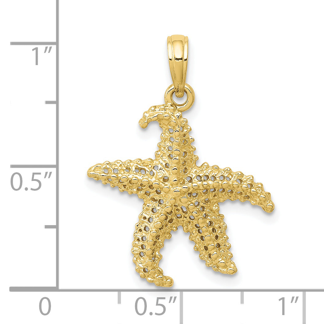 10K Yellow Gold Polished Open-Backed Starfish Pendant