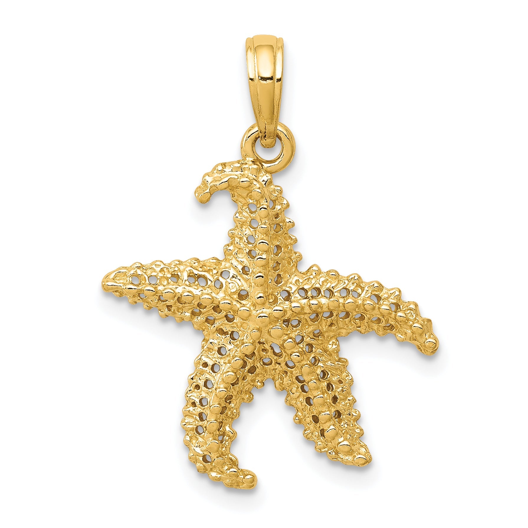 10K Yellow Gold Polished Open-Backed Starfish Pendant