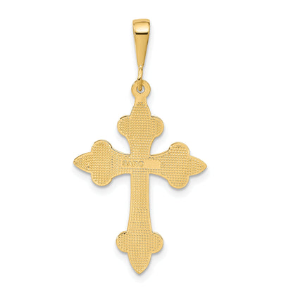 10K Yellow Gold Fleur De Lis Cross Pendant