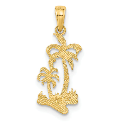 10K Yellow Gold 10K Double Palm Trees Pendant