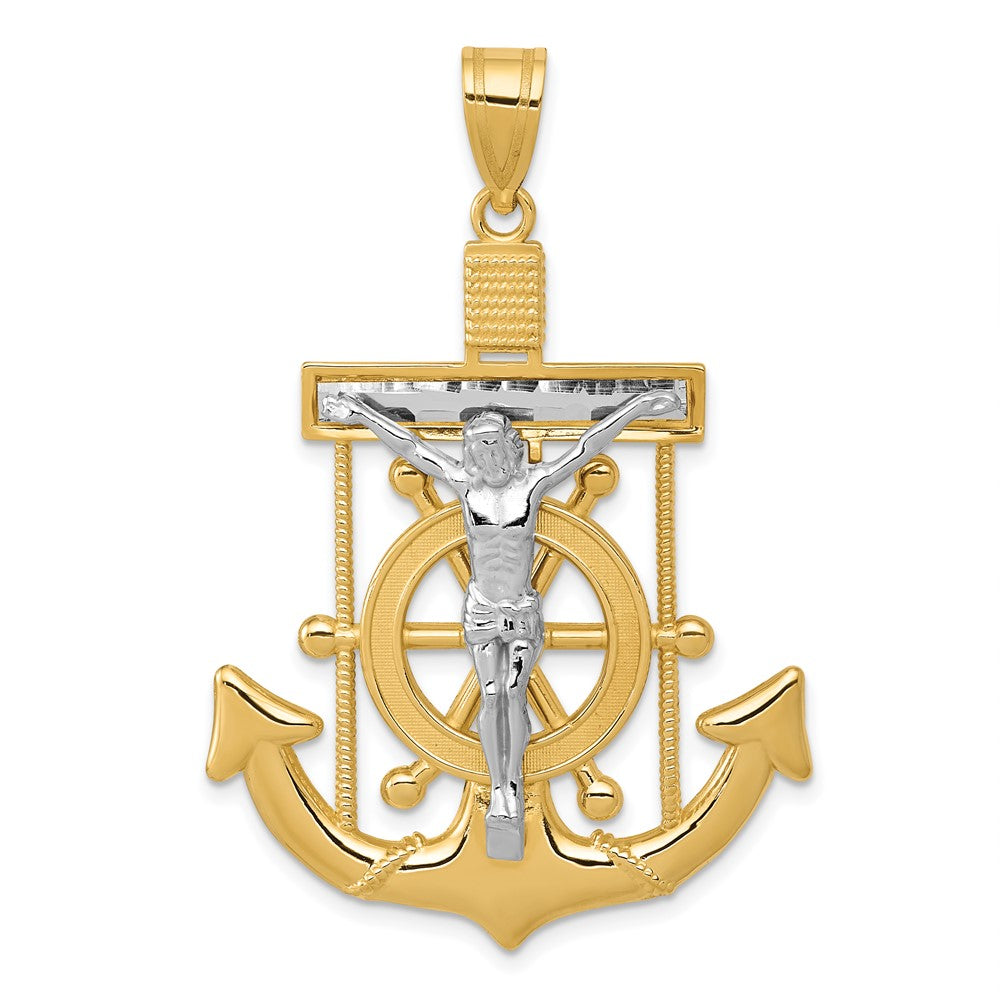 10K Two-Tone Diamond-Cut Mariner'S Cross Pendant