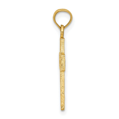 10K Yellow Gold Diamond-Cut Filigree Cross Pendant