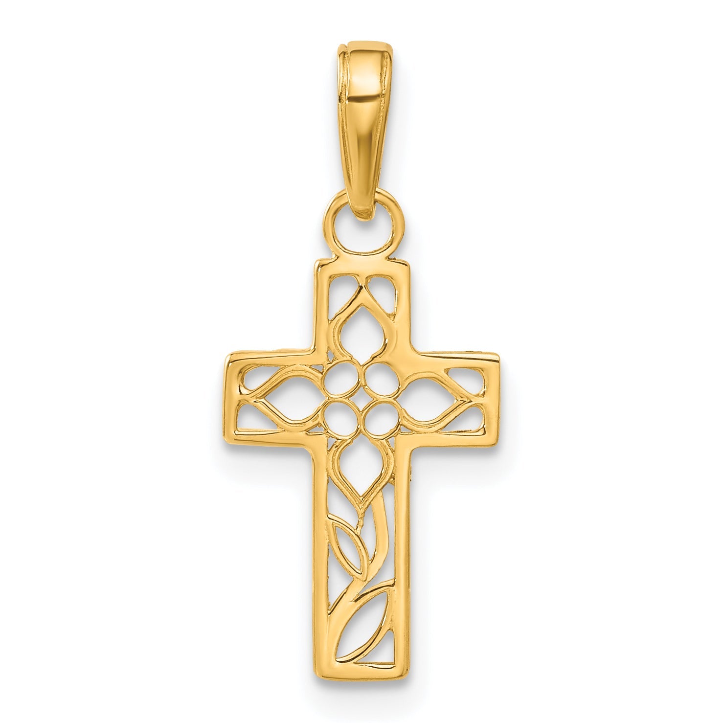 10K Yellow Gold Diamond-Cut Filigree Cross Pendant