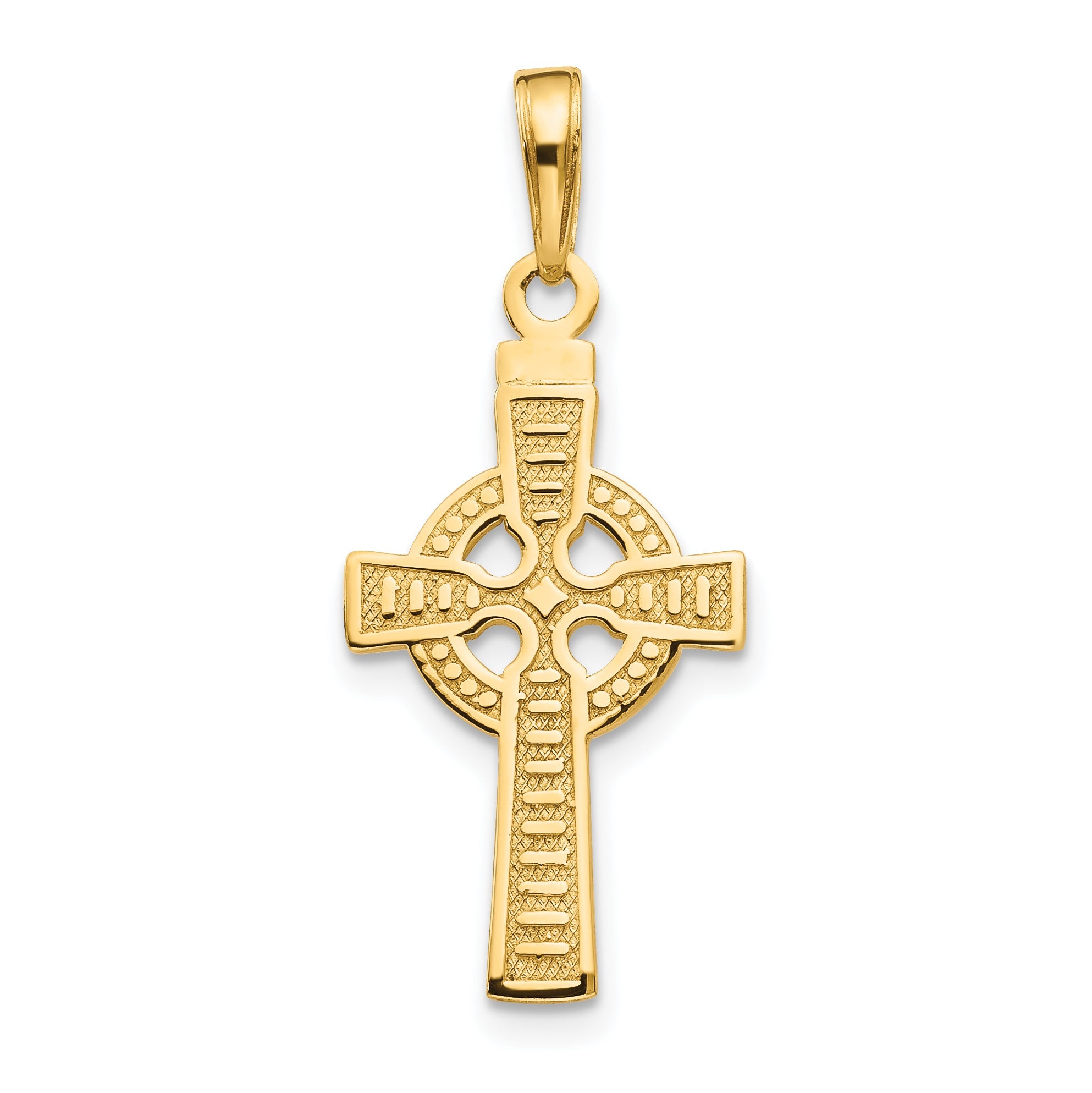 10K Yellow Gold Reversible God Is Love Celtic Cross Pendant
