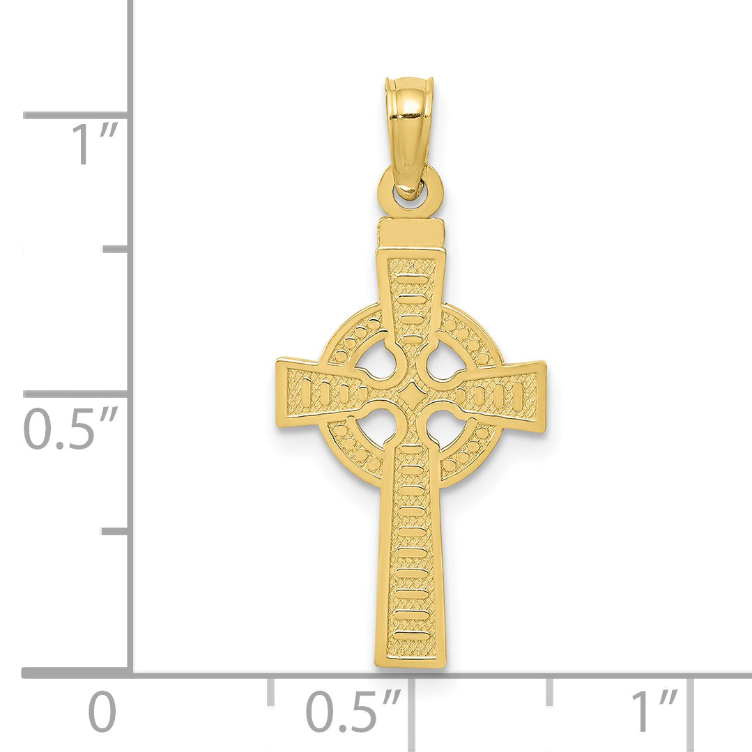 10K Yellow Gold Reversible God Is Love Celtic Cross Pendant