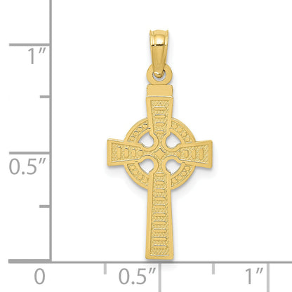 10K Yellow Gold Reversible God Is Love Celtic Cross Pendant