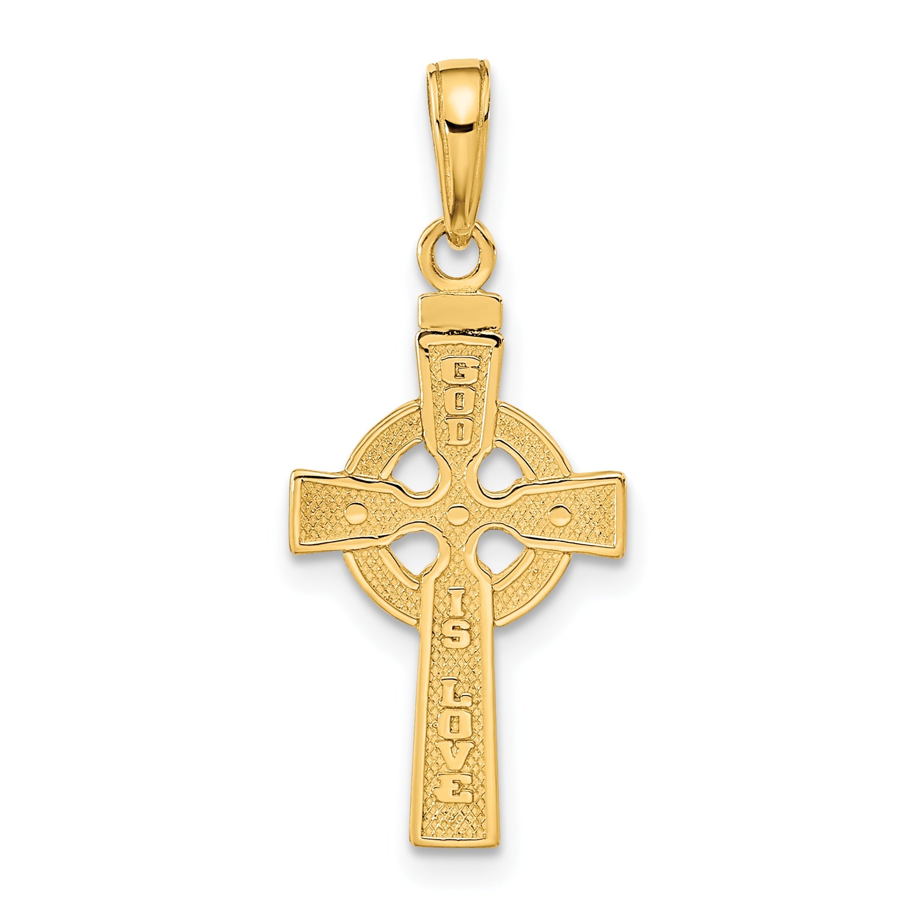 10K Yellow Gold Reversible God Is Love Celtic Cross Pendant