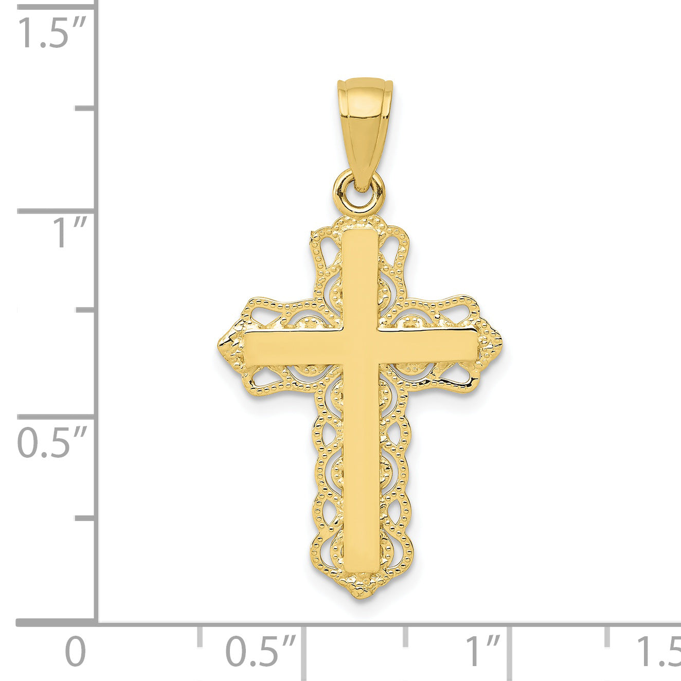 10K Yellow Gold 10K Lace Trim Cross Pendant