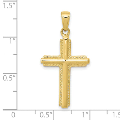 10K Yellow Gold 10K Cross With Striped Border Pendant