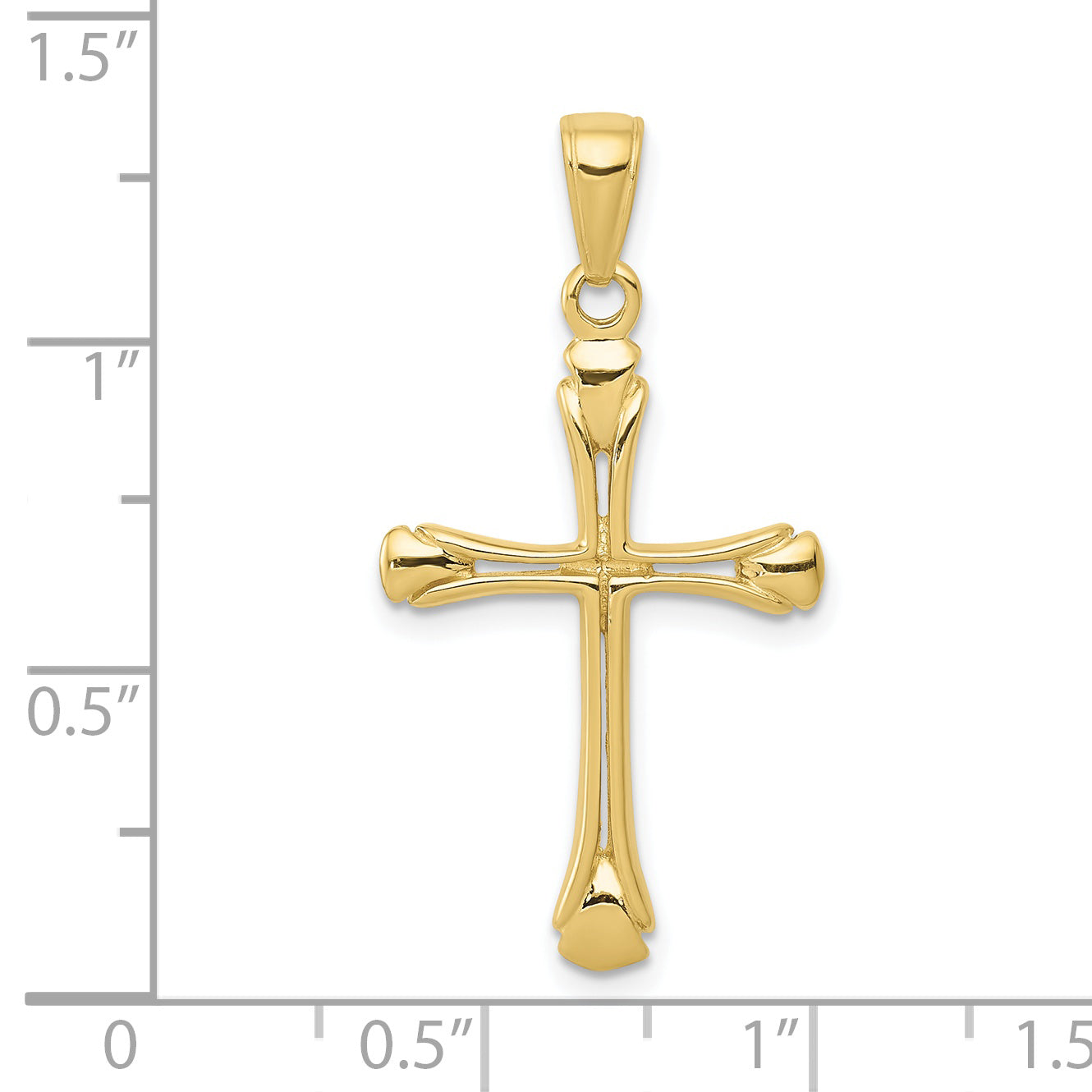 10K Yellow Gold 10K Cross With Triangle Tips Pendant