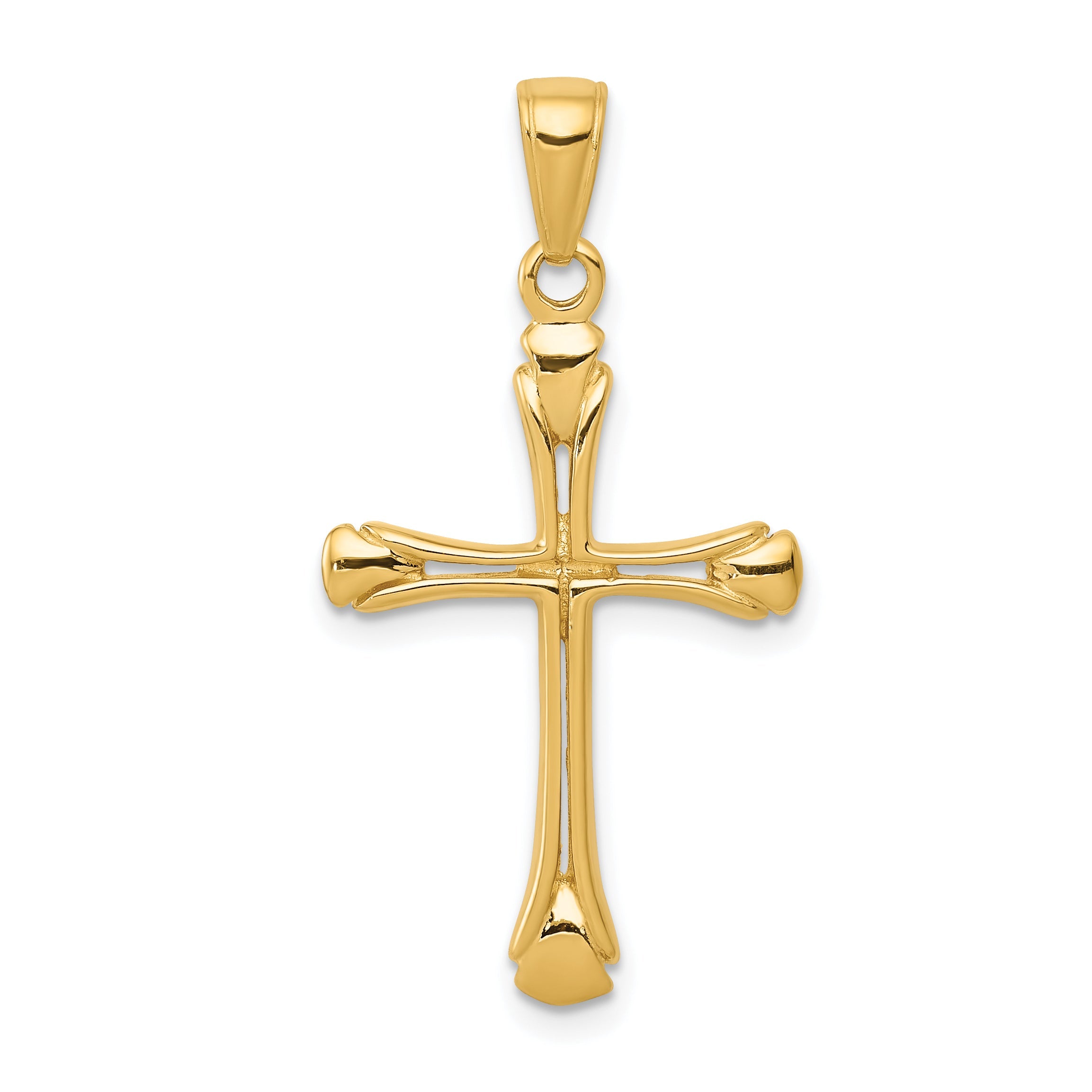 10K Yellow Gold 10K Cross With Triangle Tips Pendant
