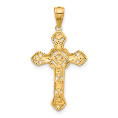10K Yellow Gold 10K Stick Cross On Ornate Pendant