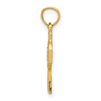 10K Yellow Gold Celtic Cross W/Eternity Circle Pendant