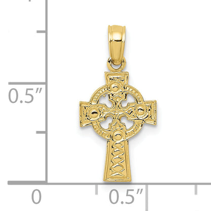 10K Yellow Gold Celtic Cross W/Eternity Circle Pendant