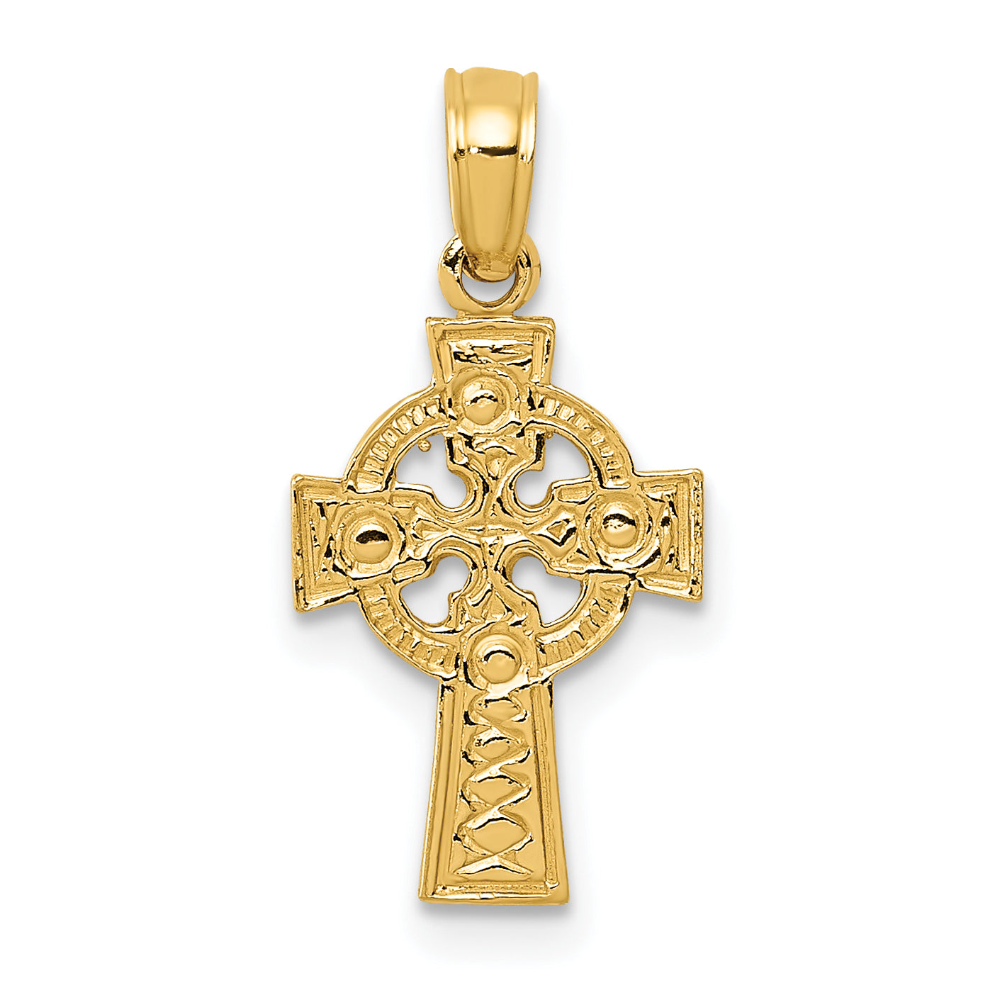 10K Yellow Gold Celtic Cross W/Eternity Circle Pendant