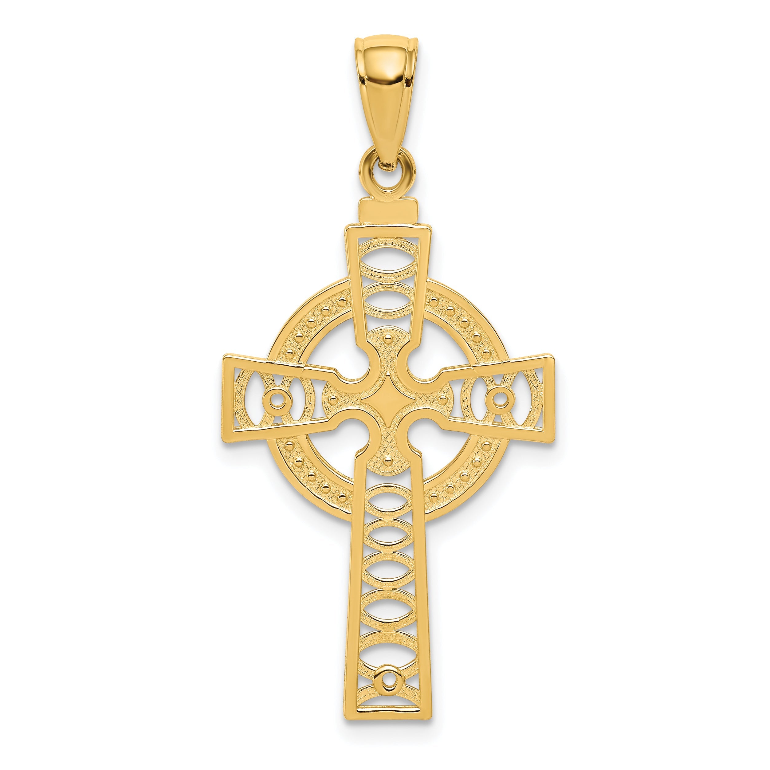 10K Yellow Gold 10K Celtic Cross W/Eternity Circle Pendant