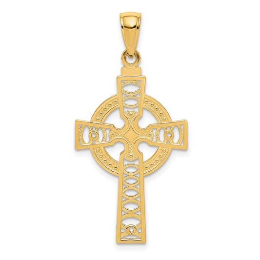 10K Yellow Gold 10K Celtic Cross W/Eternity Circle Pendant
