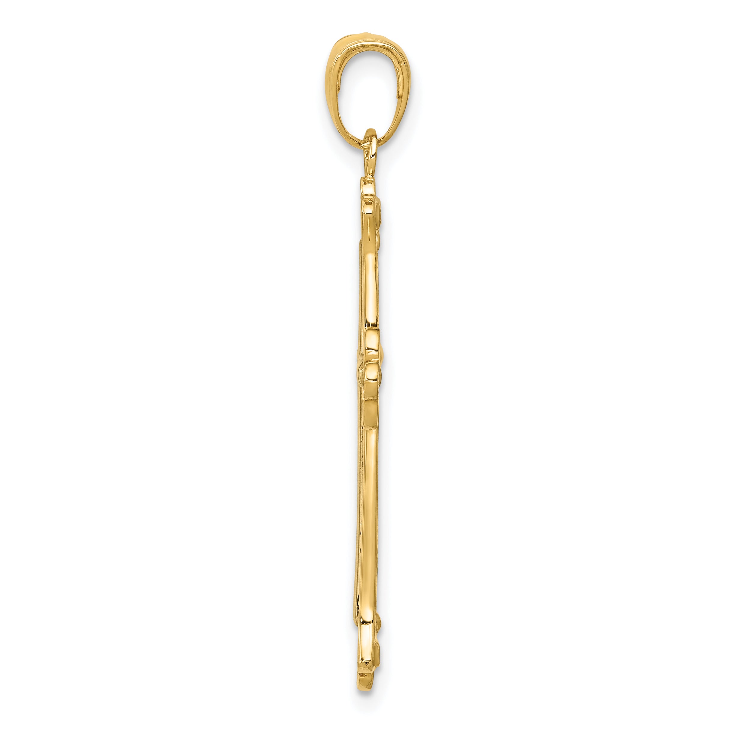 10K Two-Tone 10K Cross In Budded Yellow Frame Pendant