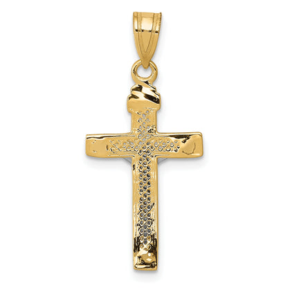 10K Two-Tone 10K D/C Small Block Lattice Cross W/Crucifix Pendant