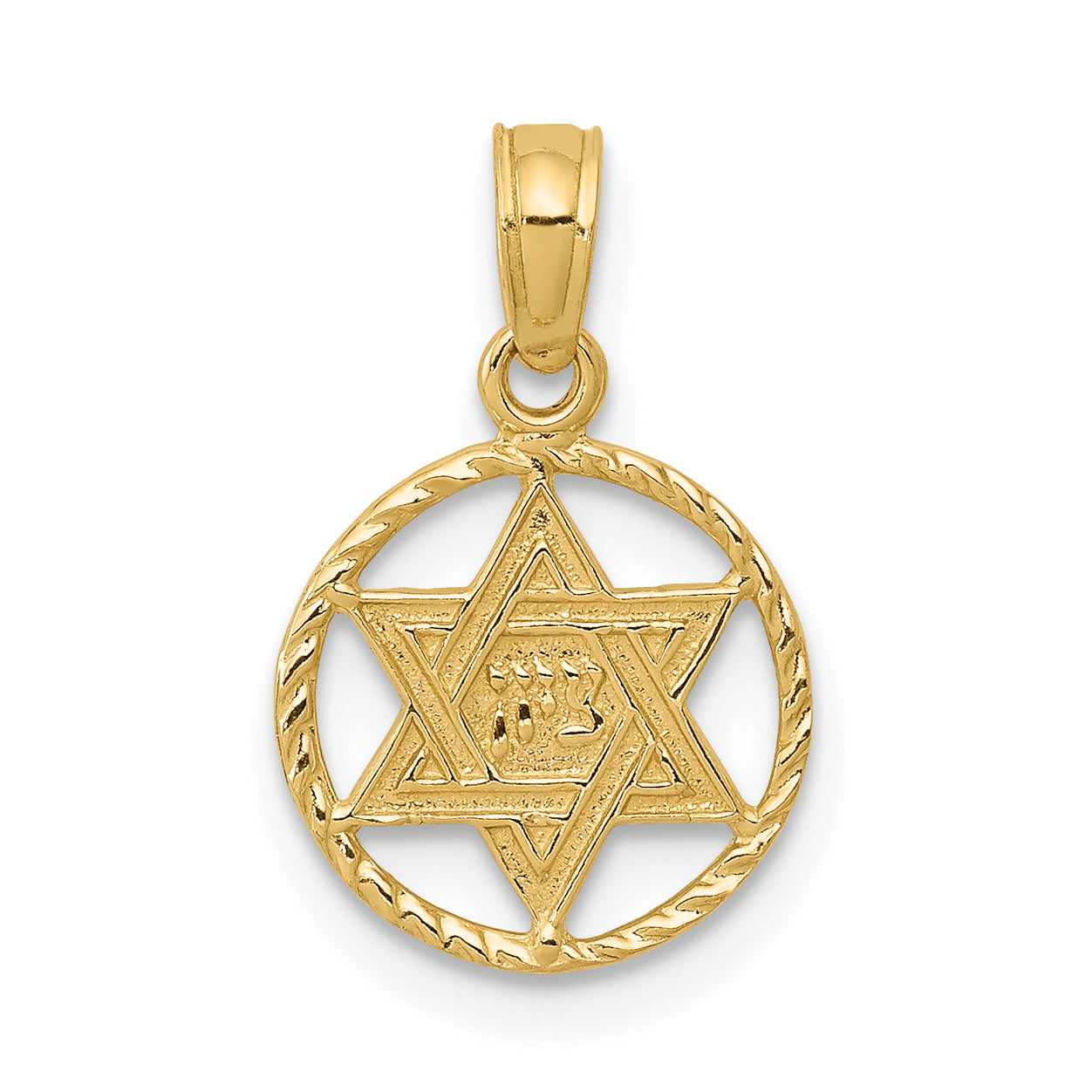 10K Yellow Gold 10K Star Of David In Circle Frame Pendant
