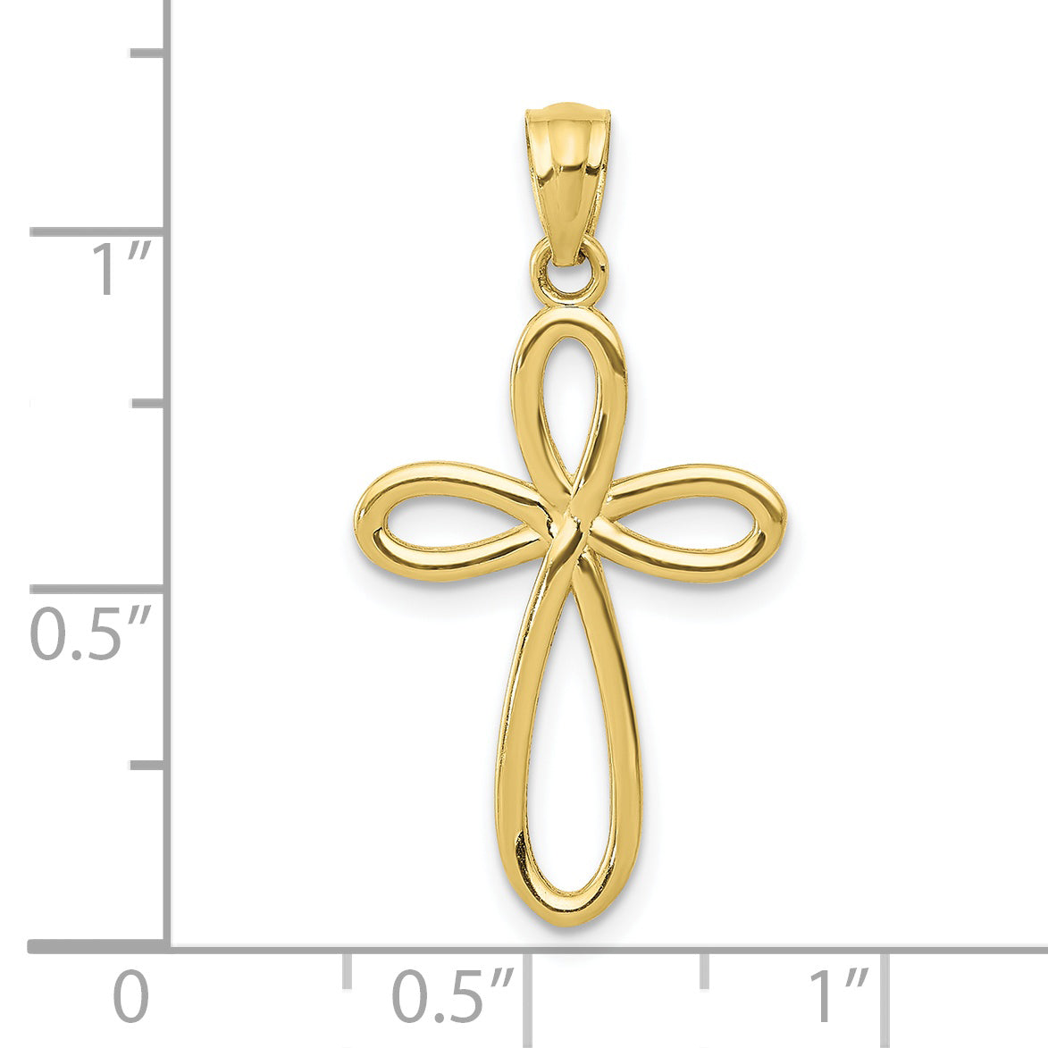 10K Yellow Gold Ribbon Cross Pendant