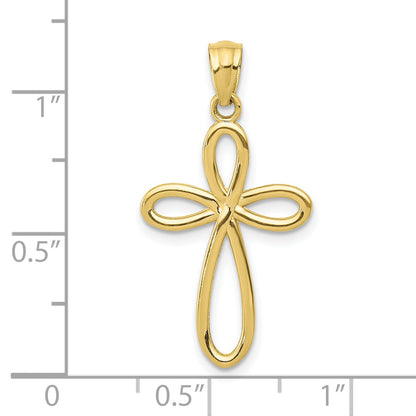 10K Yellow Gold Ribbon Cross Pendant