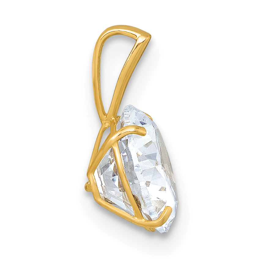 10K Yellow Gold Polished 8.00mm Round Cz Solitaire Pendant