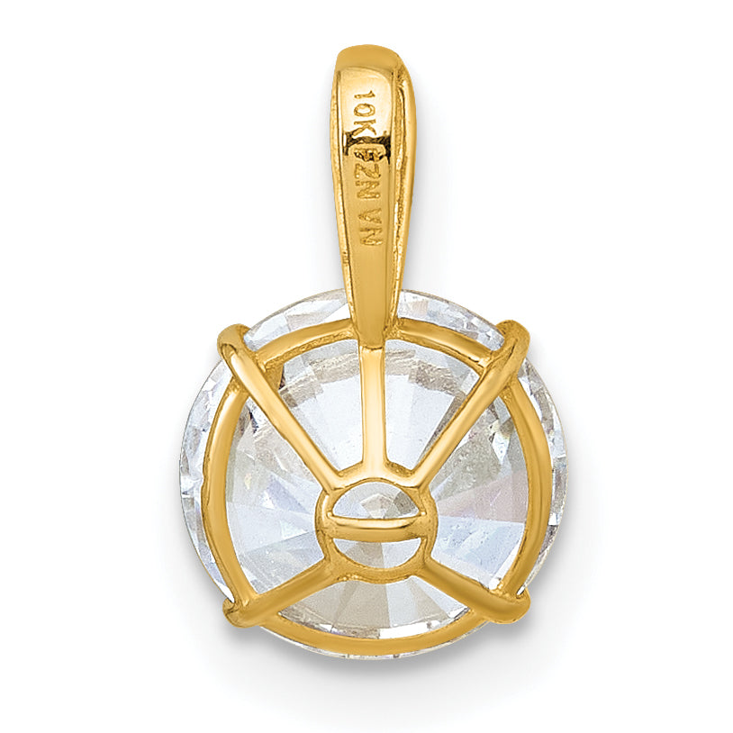10K Yellow Gold Polished 8.00mm Round Cz Solitaire Pendant