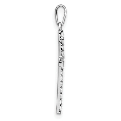 10K White Gold Polished Cz Latin Cross Pendant