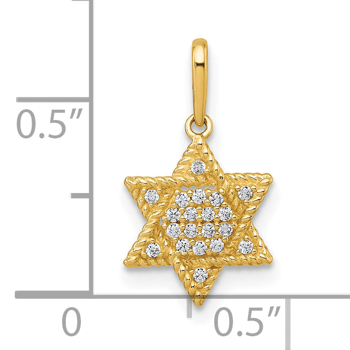 10K Yellow Gold Polished Cz Star Of David Pendant