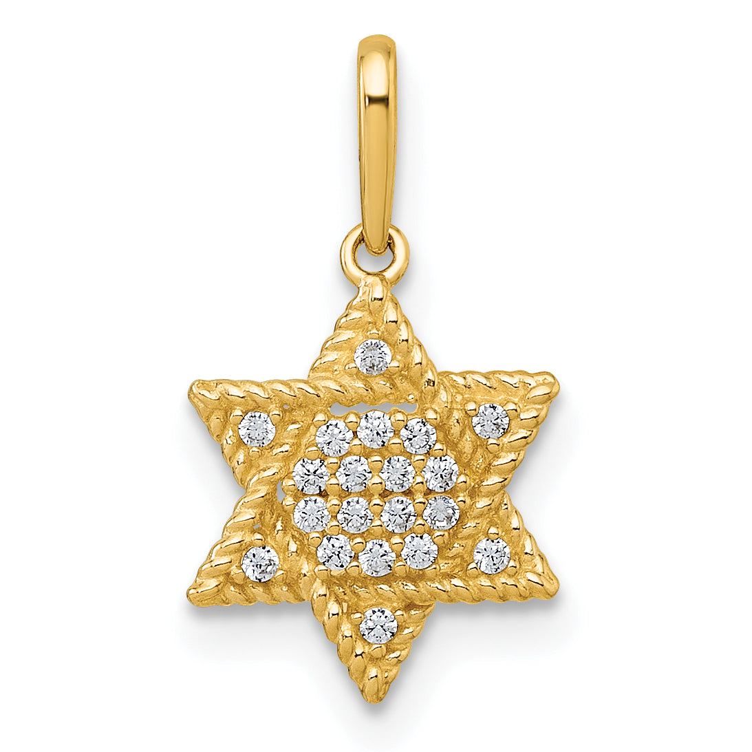 10K Yellow Gold Polished Cz Star Of David Pendant