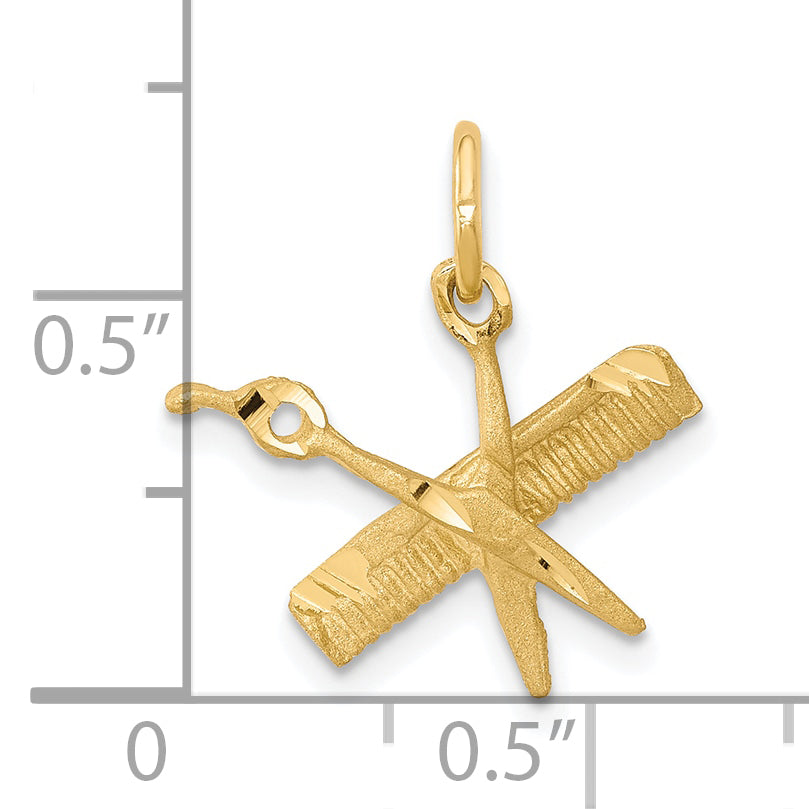 10k yellow gold comb and scissors charm